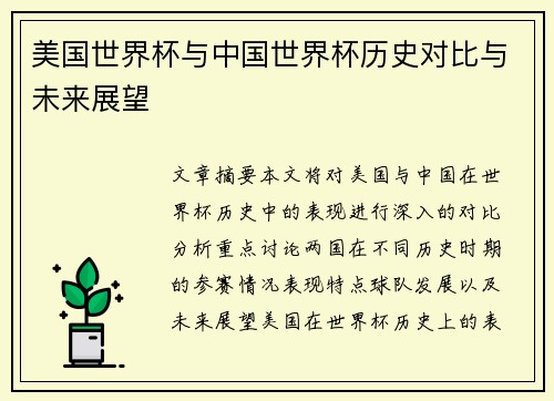 美国世界杯与中国世界杯历史对比与未来展望